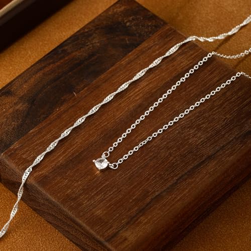 Layered Gold Necklace for Women Trendy 14K Gold Plated Heart CZ Pendant Layered Gold Necklaces Set Coin Choker Necklaces Simple Circle Cubic Zirconia Pearl Necklace Stack Herringbone Paperclip Chain Jewelry Set - style: 2PCS-Dotchain zircon-SL