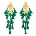 Long Tassel Earrings for Women Colorful Fringe Drop Dangle Earrings Bohemian Hawaiian Summer Beach Jewelry for Womens Vacation Outfits - color: Green