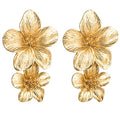 Boho Metal Flower Dangle Earrings - Romantic Sweet Chic Petal Statement Earrings for Women