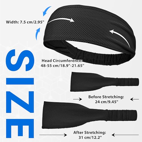 Sukeen Cooling Headbands for Women, Instant Cooling Moisture Wicking Non-Slip Sweatbands for Women Running Fitness Yoga - color: Black