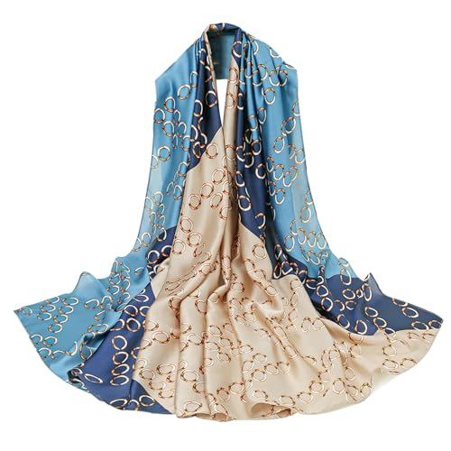 vimate 100% Large Silk Feeling Scarf-Women's Fashion Long Mulberry Silk Satin Neck Scarf Sunscreen Shawl Wrap Headscarf - color: Style 20