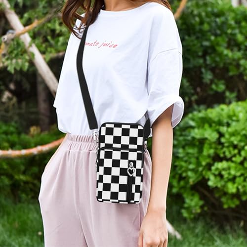BIAOTIE Lightweight Small Crossbody bags Cell Phone Purses Travel Pouch Shoulder Bag for Women - color: Black Checkered