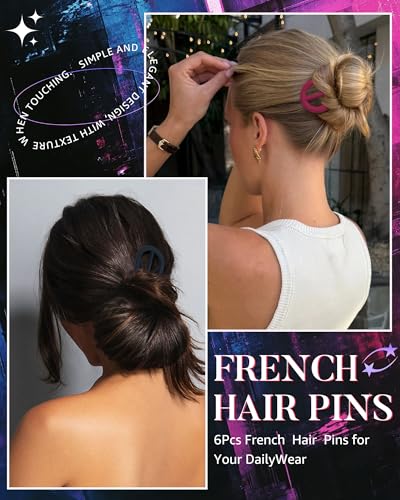 French Hair Pin for Women - U-Shaped Hair Fork for Updos, Chignons & French Twists, Durable Acrylic, Secure & Elegant Styling for All Hair Types (Dark Colors (Matte)) - color: Dark Colors (Matte)