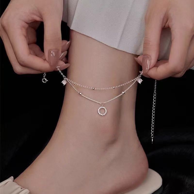 Gold Anklet Bracelets for Women Waterproof, Gold Plated Charm Dainty Layer Anklets Trendy, Simple Chain Anklets Set Gifts for Women, Jewelry Gifts for Her Mom Wife Girlfriend