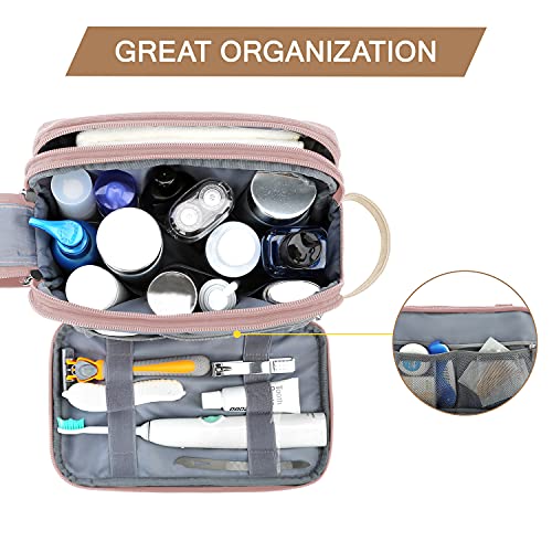 BAGSMART Toiletry Bag for Women, Cosmetic Makeup Bag Organizer, Travel Bag for Toiletries, Dopp Kit Water-resistant Shaving Bag for Accessories, Pink-Medium - color: Pink, size: Medium
