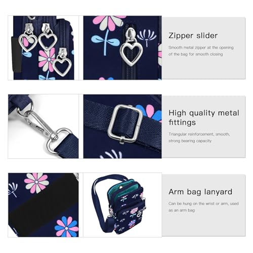 BIAOTIE Lightweight Small Crossbody bags Cell Phone Purses Travel Pouch Shoulder Bag for Women - color: Dark Blue-fl