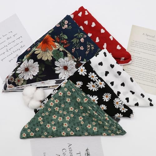 Bandanas for Women Men 21"x21" Floral Headband Scarf Versatile Hair Bandana Square Head Scarf - color: Navy Painting