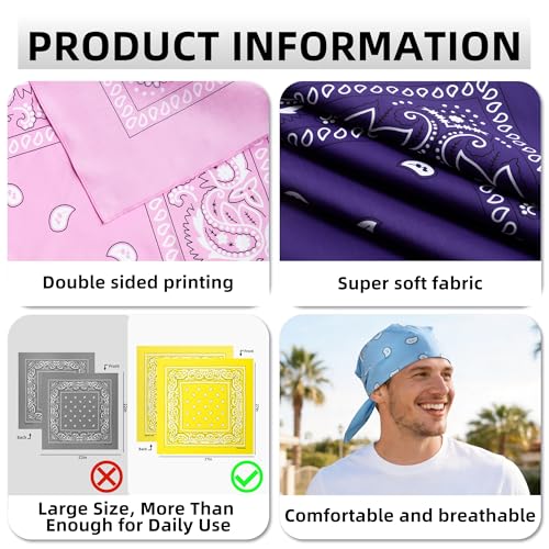 Extra Large Bandana 27” x 27”,100% Cotton bandana for Men and Women，Multi-Purpose Scarf Headbands ，Head Scarfs - color: Red/Black