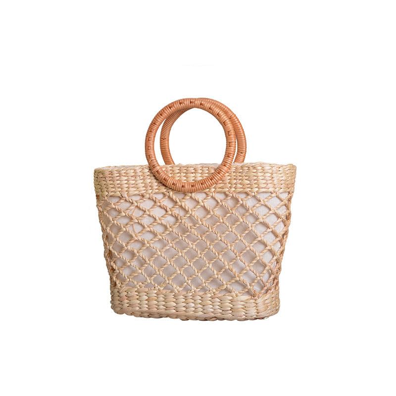 Women's Straw Shoulder Bag Women Large Woven Bag Round Handle Ring Tote Purse Retro Handbags Summer Travel Beach Handbag Hand Woven Straw Large Hobo Bag Big Capacity Handmade Bag for Girls Women F - color: Women's Straw Bag F