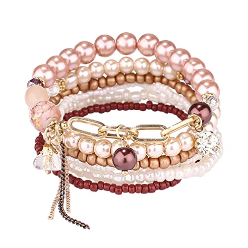 6 sets Bohemian Multilayer tassels bracelet Handmade Wrap Bracelets Bangle Jewelry Bracelets for Women - color: 6PCS-C