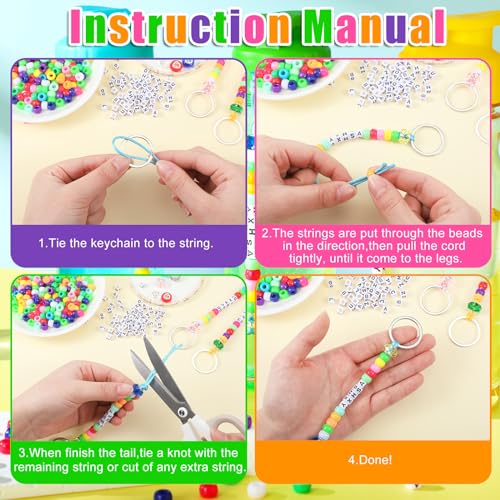 Landical 564 Pcs DIY Bead Keychain Kit Key Chain Making Craft Adjustable Letter Beads String Mama Gift Alphabet Bead Jewelry Key Ring Backpack Accessories for Party Favor(Classic,Candy Color) - color: Candy Color, style: Classic