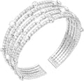 Suyi Rhinestone Bracelet Multilayer Gold Cuff Bracelet for Women Crystal Braidal Bracelets - color: Silver 8