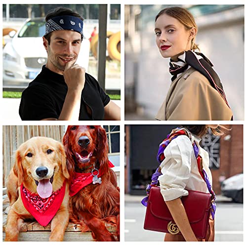 Cotton Bandanas for Men & Women Paisley Cowboy Bandana Handkerchiefs for Hair 22x22 - color: 6pcs-navy Blue