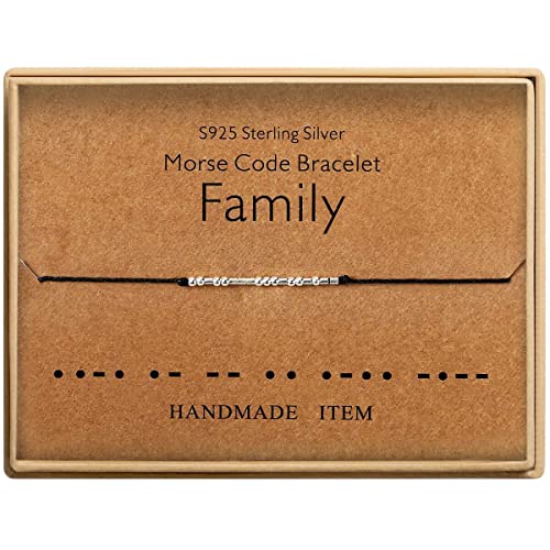 KGBNCIE Inspirational Gifts for Women, Morse Code Funny Gifts Bracelets for Women, S925 Sterling Silver Morse Code Bracelets Friend Gifts - style: 21 Family