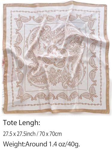 Silky Scarf for Women Lightweight Satin Bandanas Neck Hair Wrap For Sleeping Head Scarves 27.5" - color: A10 Light Brown Swirling/27.5"