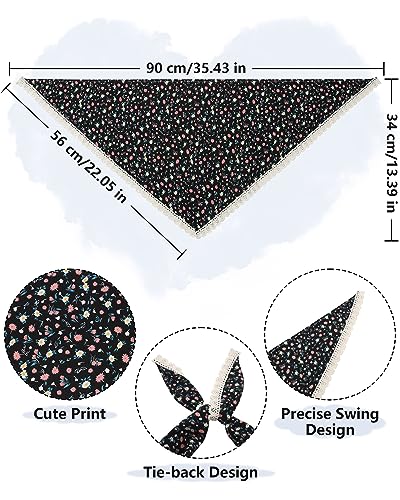 AWAYTR 3Pcs Hair Bandanas Head Kerchief for Women Girls Tie-Back Boho Hair Scarf Headband Bandana Triangle Head Scarf - color: Flower - White / Pink / Black