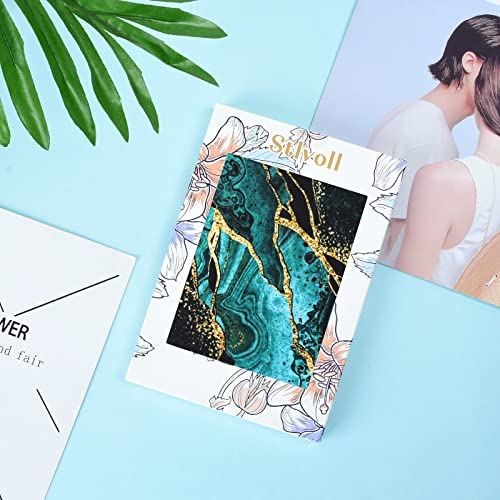 Stlvoll 100% Silk Head Scarf for Women - 27" Hair Scarves Satin Bandanas Square for Night Sleeping with Gift Packed - color: Green/Yellow