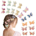 18Pcs Rhinestone Butterfly Hair Clips for Teens Women, Y2K Glitter Hair Jaw Clips, Cute Headwear Gifts for Wedding and Back to School Gold Edges - color: Golden Style