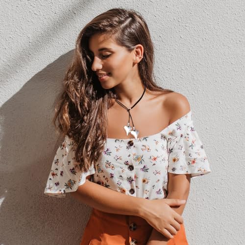 HUASAI Choker Necklace for Women Boho Necklaces Country Concert Outfits for Women Layered Western Choker Necklace Boho Cowgirl Jewelry Accessories Dress - color: K:Heart Boho Necklace