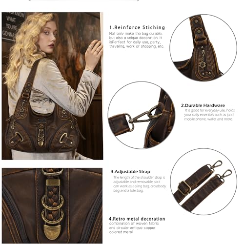 Angelkiss Hobo Purses and handbags for Women Satchel Handbag Women Purses Large Daily Shoulder Bags | Purses - color: 801brown