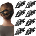 8 Pack Flat Black Hair Clips for Women – Large Matte No-Slip Flat Black Claw Clips for Thick & Thin Hair, Strong Hold French Styling Accessories - color: Black