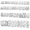 36 Pairs Gold Hoop Earrings Set for Women, Chunky Gold Earrings Multipack, Trendy Silver Hoop Earring Pack Jewelry - color: Style1-silver