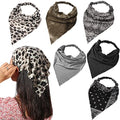 Vercret 6 Pack Hair Scarf Headband for Women Elastic Bandana Head Scarf Large Boho Triangle Kerchief with Clips Non Slip Scarves - color: B Pack Dark Colors