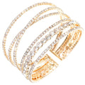 Rhinestone Bracelet for Women MultiLayer Crystal Cuff Bracelet Strand Layered Bracelet - color: Gold 1