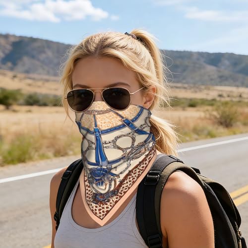 Head Scarf Hair Neck Scarves for Women Fashion Silk Satin Purse Bag Scarfs Handbags Bandana Neckerchief - color: Beige Cream Blue Chain