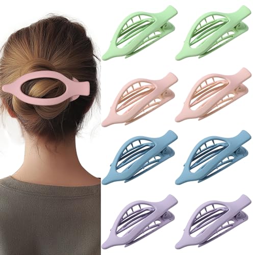8 Pack Pastel Flat Hair Clips for Girls – Cute Matte Claw Clips in Pink, Blue, Green, Purple, Soft Color Aesthetic Hair Accessories, Non-Slip Barrettes Gift for Teen or Preppy Style - color: Colorful