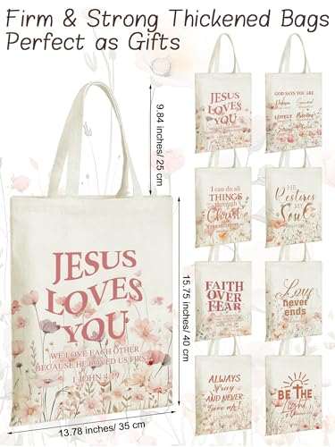 Christian Floral Tote Bags Bulk for Women Bible Verse Canvas Totes Religious Church Bags for Inspirational Gifts - color: Christian Wildflowers
