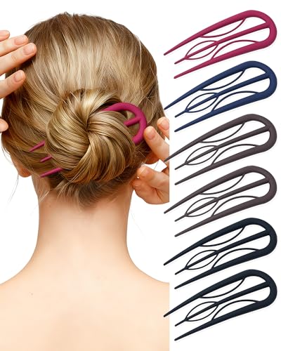 French Hair Pin for Women - U-Shaped Hair Fork for Updos, Chignons & French Twists, Durable Acrylic, Secure & Elegant Styling for All Hair Types (Dark Colors (Matte)) - color: Dark Colors (Matte)