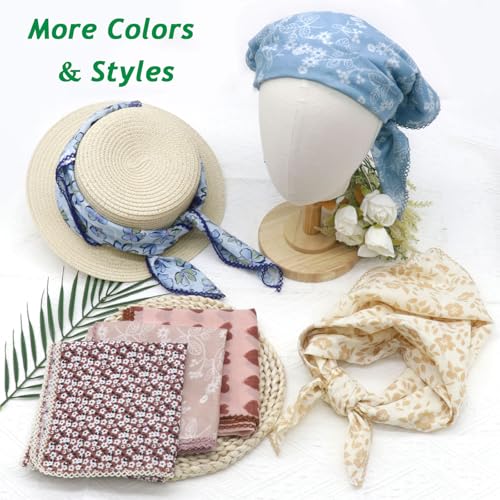 Large Cotton Bandanas for Women, 27 x 27 inch Hair Neck Scarf, Headband Square Scarf - color: N-pink White