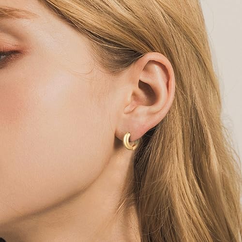 HILXURY Gold Chunky Hoop Earrings Set for Women, 14K Gold Plated Twisted Huggie Hoop Earring Hypoallergenic, Thick Open Hoops Set Lightweight - color: 3 gold hoops chunky