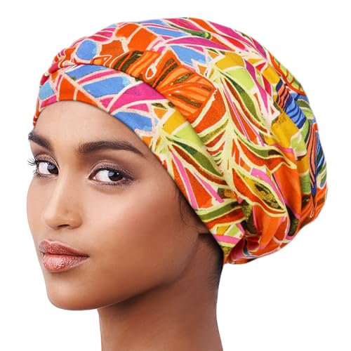 Comfy Slouchy Beanie Ideal Gift for Family & Friends Stylish Headwear Dark Orange Print - color: Dark Orange Print