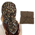 Bandanas for Women Men 21"x21" Floral Headband Scarf Versatile Hair Bandana Square Head Scarf - color: Brown Green