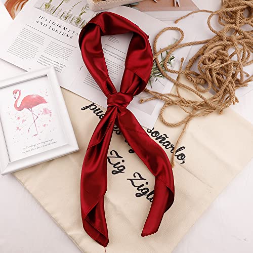 NZKNP Silk-Like Head Scarf - Women's Bandana Wraps - color: 14-red, size: 35"*35"
