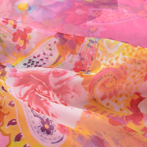 Womens Sexy Bohemian Floral Beach Cover Up Sarong Wrap Swimsuit Beachwear - color: A-rosy