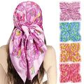 Molans 35" Silk Satin Square Head scarves - 4Pcs Large Scarfs Hair Bandana Head Kerchief Neck Scarf Sleeping Wraps for Women - color: Red/Pink/Yellow/Blue