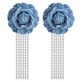Large Denim Earrings for Women Blue Boho Westen Flower Dangle Earrings Trendy Birthday Christmas Jewelry Gift - color: Flower(Rhinestone)