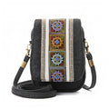 Goodhan Embroidery Canvas Crossbody Bag Cell phone Pouch Coin Purse for Women - color: Deep Grey
