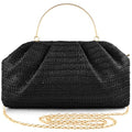 ERKOON Clutch Purse for Women Elegant Pleated Evening Bag Crossbody Shoulder Handbag Envelope Bag with 2 Detachable Chain - color: Black-1