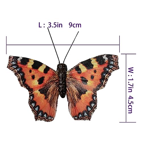 Berfutall-Artificial Feather 3D Butterfly Party Decorations Set of 12 with Wire 6 Color Ornaments for Christmas Tree… - color: B Wire