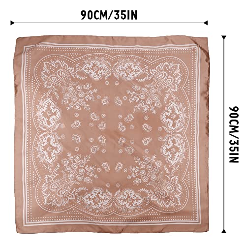 NZKNP Silk-Like Head Scarf - Women's Bandana Wraps - color: 36-camel, size: 35"*35"
