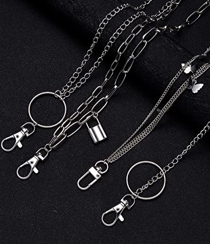 6 Pieces Pants Chains Multi-Layer Butterfly Lock Round Star Snak Heart Jeans Chains Accessory Hip Hop Pocket Punk Goth Wallet Chain Charm Rock Belt Loop Trousers Chain for Women Men Silver - style: A: 6Pcs(Butterfly)