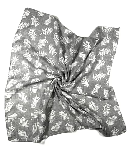 Shanlin Unisex Cotton Square Bandanas Scarves 24x24 - color: Leafptn-lightgrey
