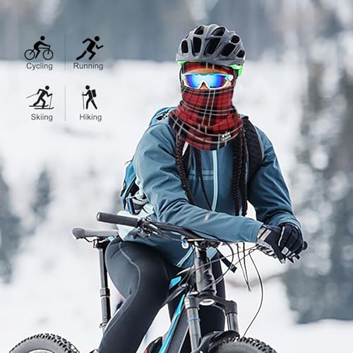 WK IEASON Winter Thermal Fleece Hat Scarf Set for Men Women Warm Windproof Cap Neck Warmer Fleece Beanie Scarf Set for Skiing - color: Colorful Squares