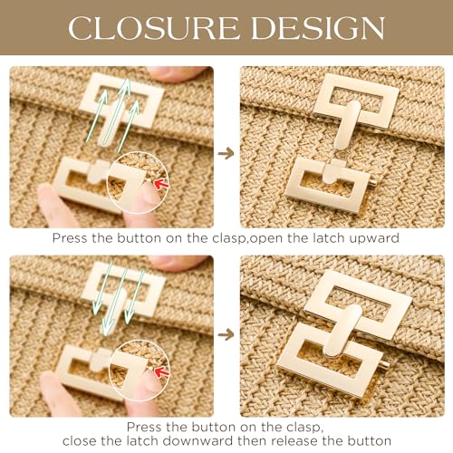 SWEETV CHUNLI Straw Purse Woven Beach Bag Summer Clutch Purse Boho Crossbody Bags for Women Small Raffia Shoulder Bag - color: Black