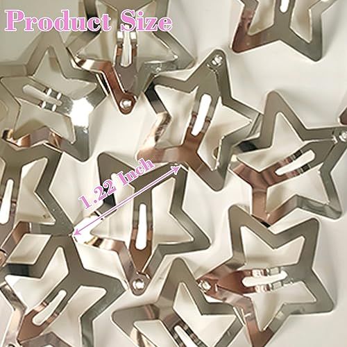 20 PCS 1.22" Star Hair Accessories - Non-Slip Metal Snap Clips and Barrettes for Girls & Women, Y2K Style - color: 1.22" Silver(20PCS)