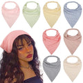 WOVOWOVO 8 Pcs Hair Scarf Headband for Women Girls Non Slip Elastic Boho Triangle Head Scarf Bandana - color: Plaid Printed
